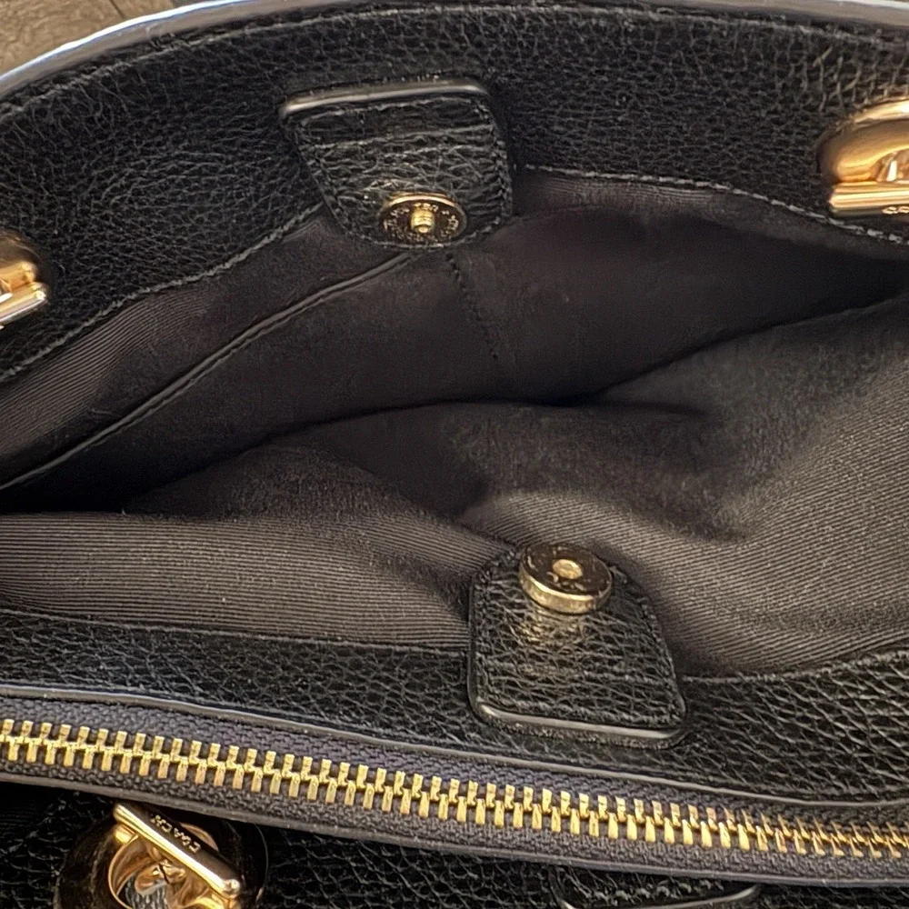 Coach Purse Brooke Chain Carryall Black Polished Pebble Leather EXCELLENT!